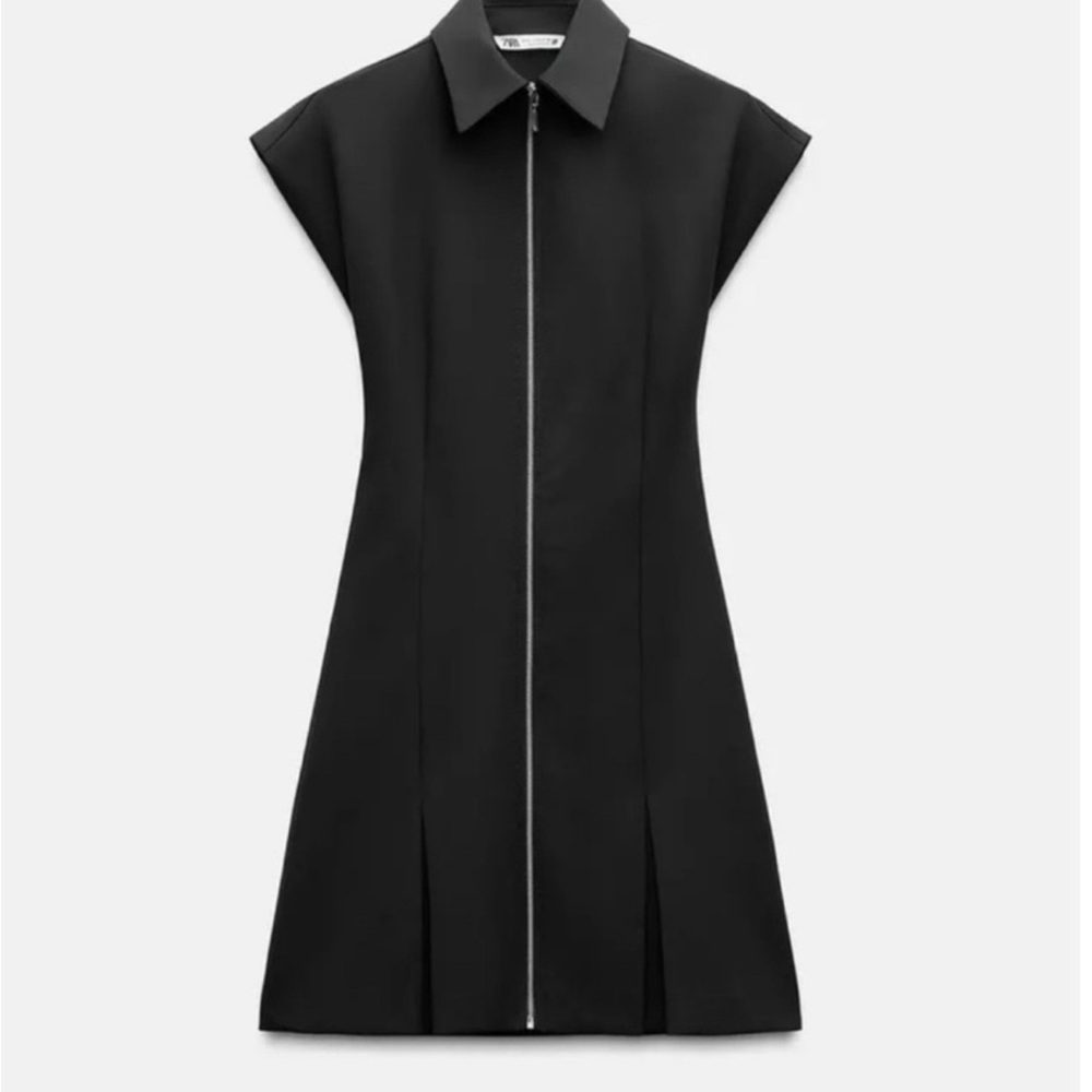 Zara Black Mini Dress with Zip Detail